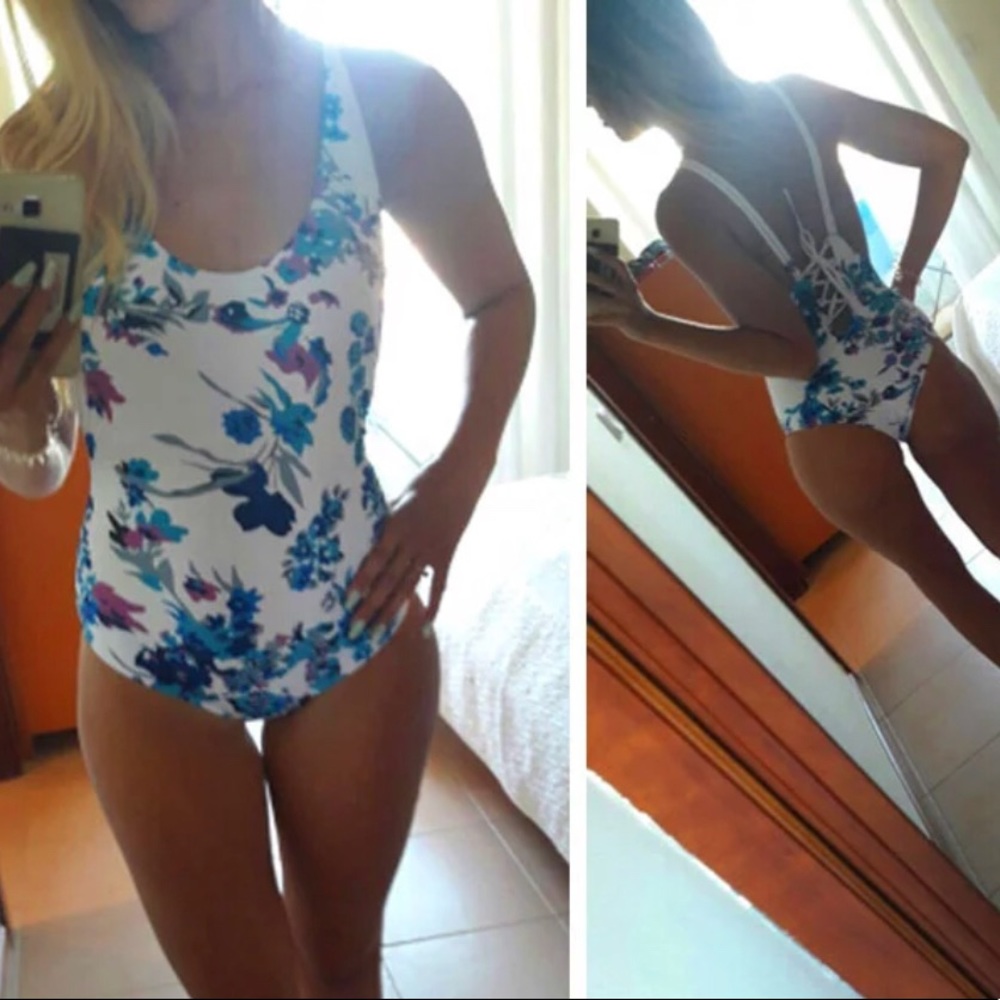 Flower one piece bathing suit